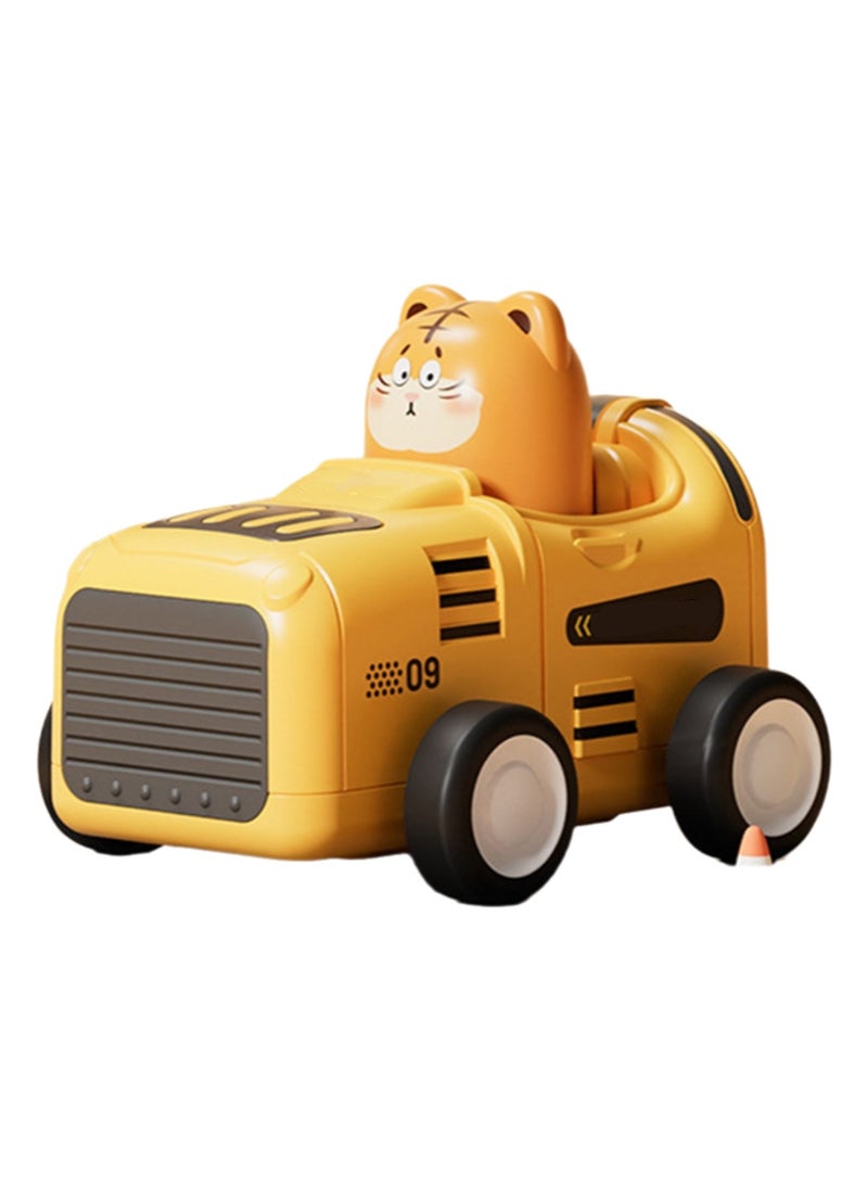 سيارة هندسية صفراء اللون على شكل نمر، سيارة دفع حيوانية، سيارة لعب للأطفال، لا تحتاج إلى بطارية - Image 1