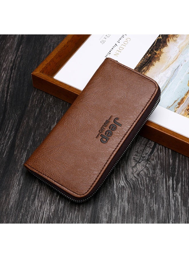 جيب محفظة طويلة للرجال - محفظة مخلب بسحاب سعة كبيرة مع حامل بطاقة ، حقيبة يد جلدية متعددة الوظائف للاستخدام غير الرسمي والتجاري - Image 1