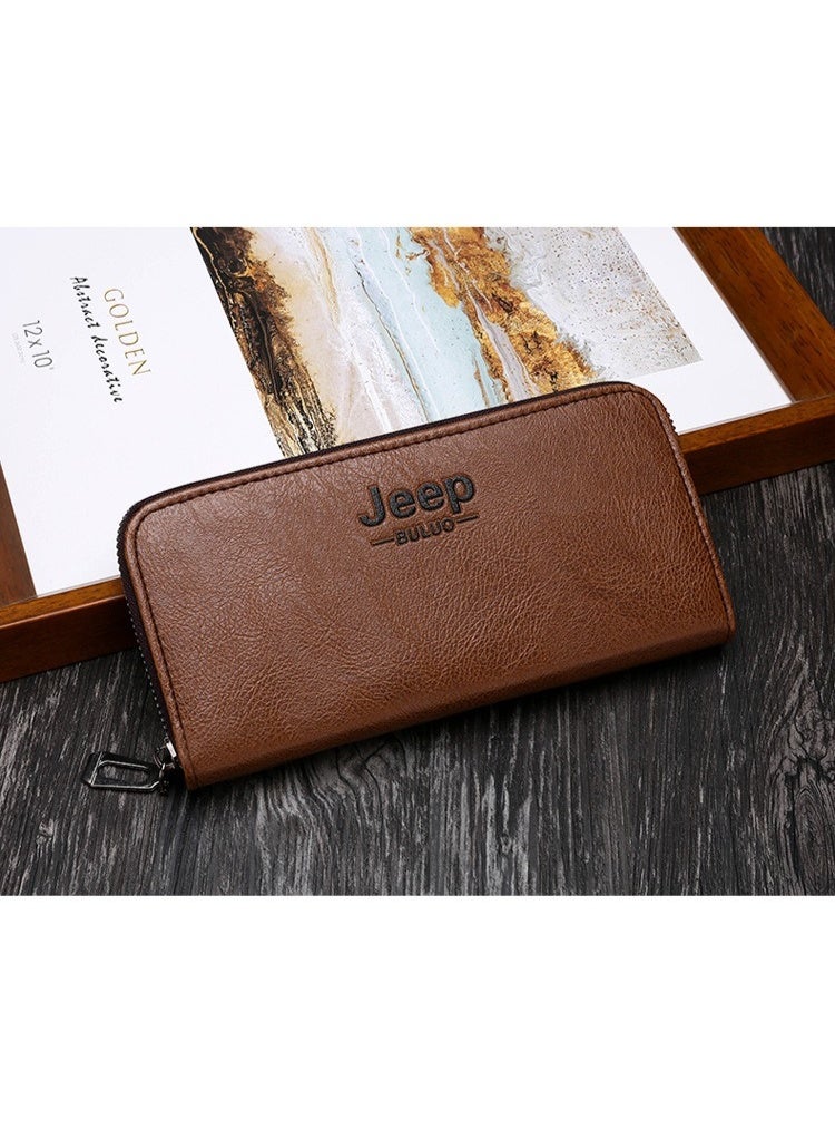 جيب محفظة طويلة للرجال - محفظة مخلب بسحاب سعة كبيرة مع حامل بطاقة ، حقيبة يد جلدية متعددة الوظائف للاستخدام غير الرسمي والتجاري - Image 2