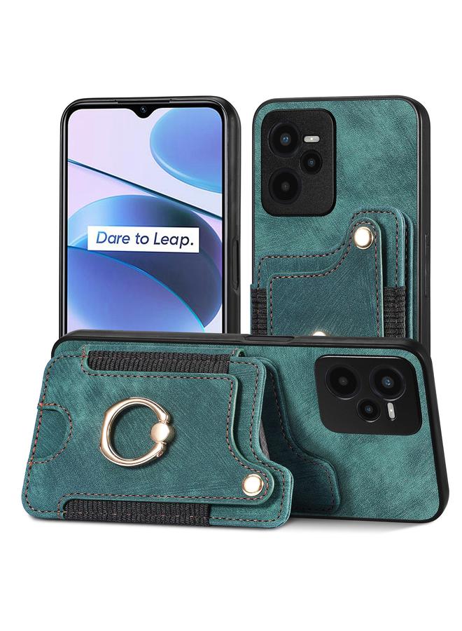 S-TOP Case For Realme C35 Retro Skin-feel Ring Multi-card Wallet Phone Case - Image 1