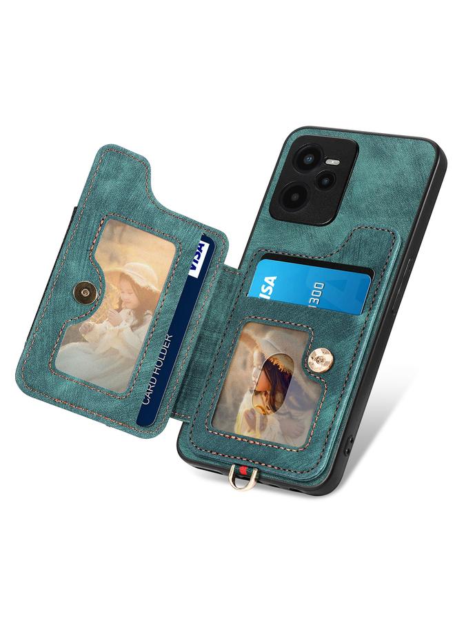 S-TOP Case For Realme C35 Retro Skin-feel Ring Multi-card Wallet Phone Case - Image 3