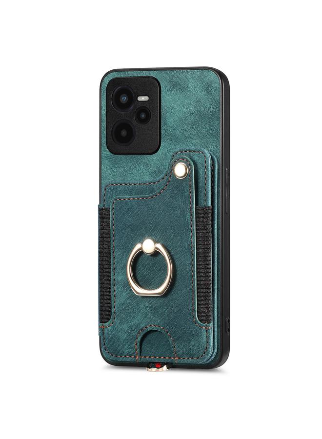 S-TOP Case For Realme C35 Retro Skin-feel Ring Multi-card Wallet Phone Case - Image 2