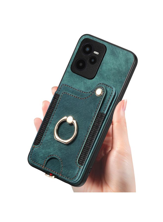 S-TOP Case For Realme C35 Retro Skin-feel Ring Multi-card Wallet Phone Case - Image 4