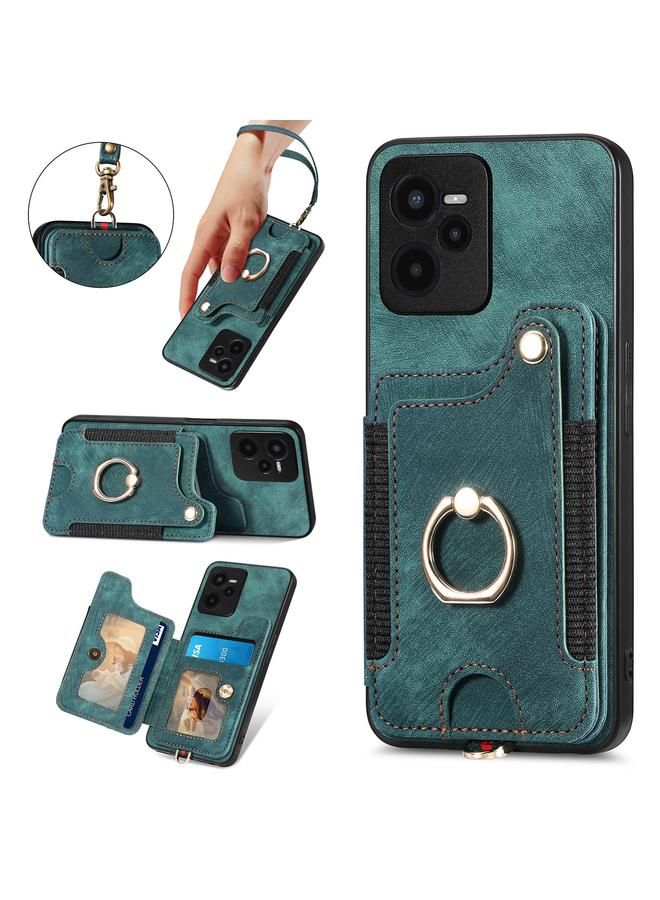 S-TOP Case For Realme C35 Retro Skin-feel Ring Multi-card Wallet Phone Case - Image 5