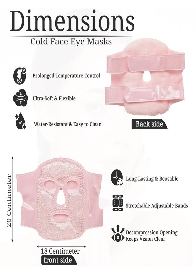 RarePicks Cold Full Face & Eye Gel Mask | Ice FacePack Reduce Puff | Helps Reduce Puffiness, Dark Circles & Facial Stress | Reusable Face Spa Mask for Women | Home Spa Skin Care Tool (Pink) - Image 2