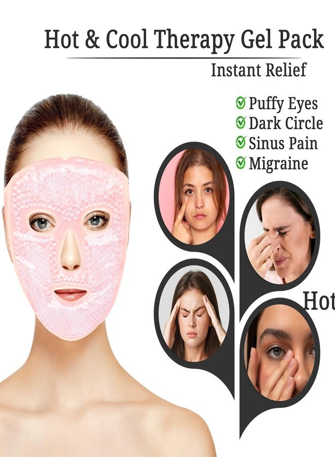 RarePicks Cold Full Face & Eye Gel Mask | Ice FacePack Reduce Puff | Helps Reduce Puffiness, Dark Circles & Facial Stress | Reusable Face Spa Mask for Women | Home Spa Skin Care Tool (Pink) - Image 3