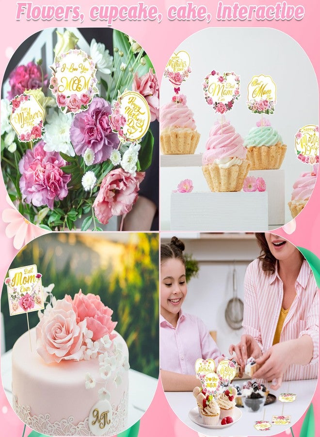 QZYL 12 PCS Mothers Day Cupcake Toppers, Happy Mothers Day Cake Decorations - Image 5