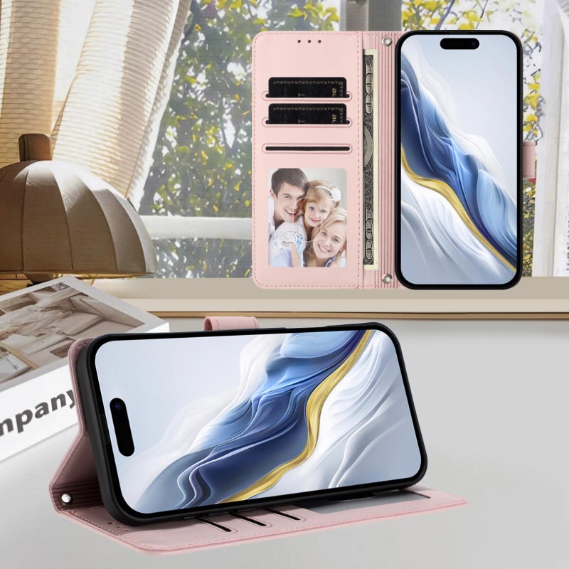 erorex For iPhone 17 Pro Max Embossed  Cat Leather Phone Case with Hand Strap(Pink) - Image 4