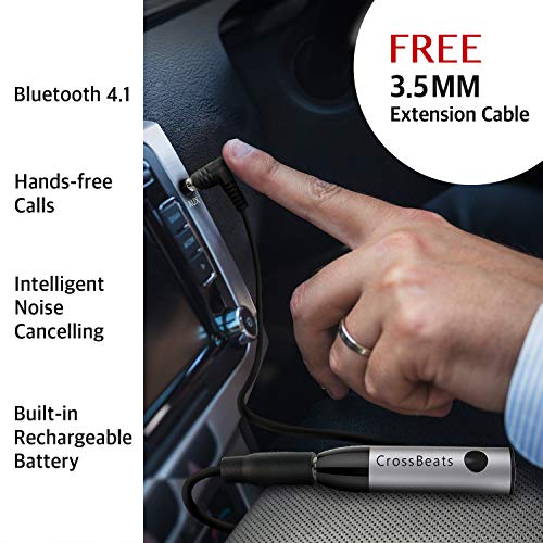 CrossBeats Mini Bluetooth Receiver Wireless Bluetooth Car Adapter Mini Portable 3.5mm Aux Adapter and Build-in Mic for Car Home Stereo Music System (Black) - Image 3