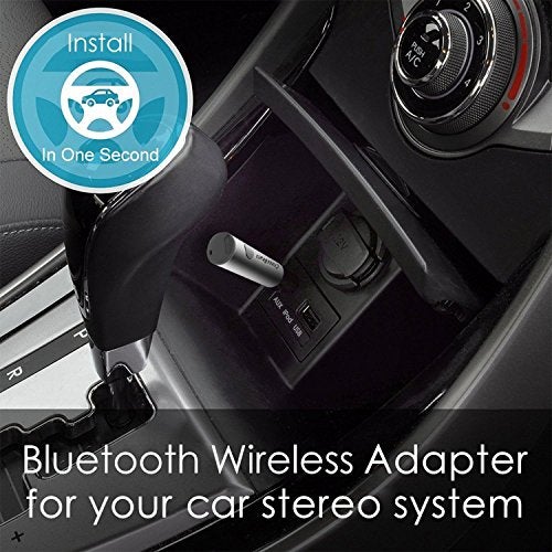 CrossBeats Mini Bluetooth Receiver Wireless Bluetooth Car Adapter Mini Portable 3.5mm Aux Adapter and Build-in Mic for Car Home Stereo Music System (Black) - Image 5
