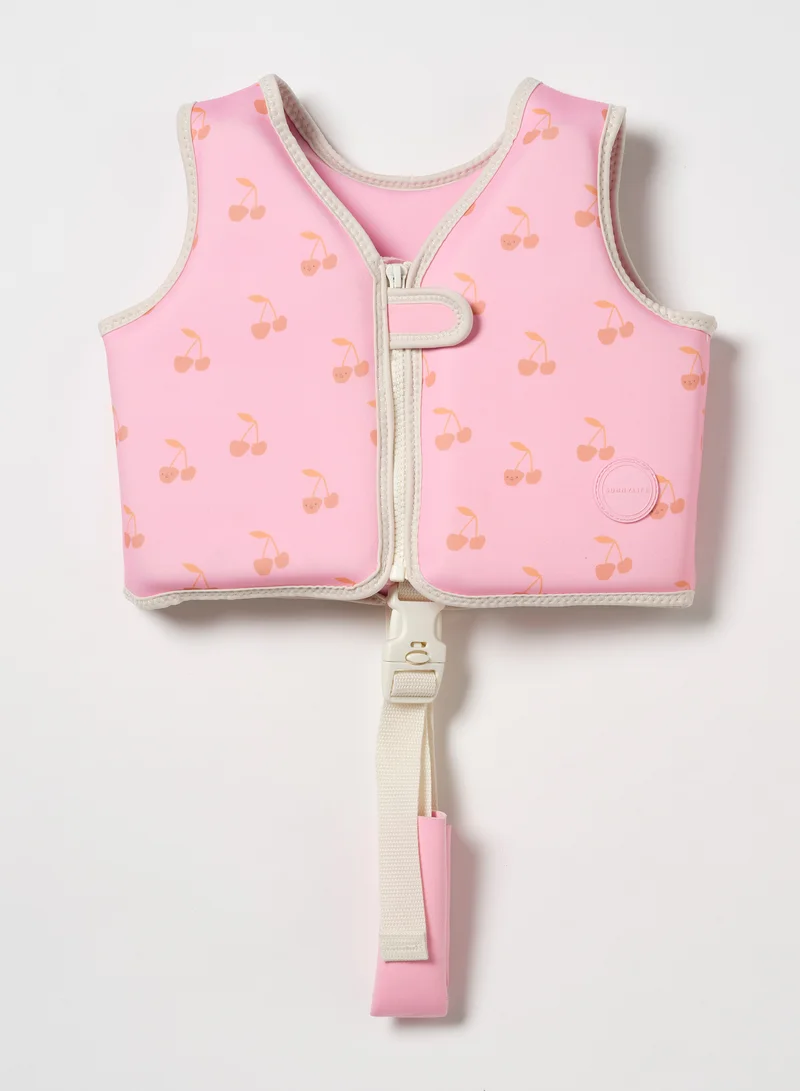 ساني لايف Kids Swim Vest for Ages 2-3 – Cotton Candy Cherry Design, Floatation Jacket for Pool, Toddler Swim Aid for Pool & Beach Safety, Beach & Vacation Use – Adjustable Safety Strap