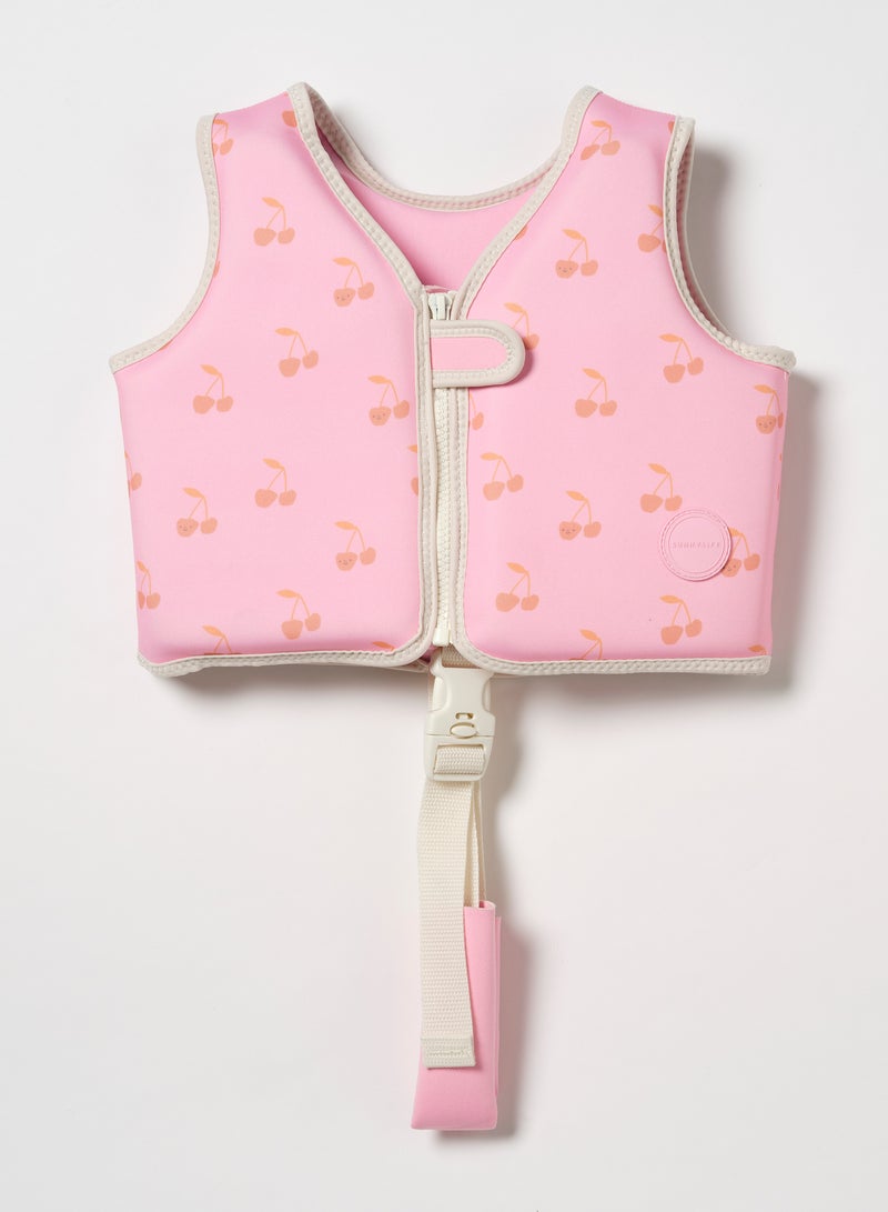 SUNNY LIFE Kids Swim Vest for Ages 2-3 – Cotton Candy Cherry Design, Floatation Jacket for Pool, Toddler Swim Aid for Pool & Beach Safety, Beach & Vacation Use – Adjustable Safety Strap - Image 1