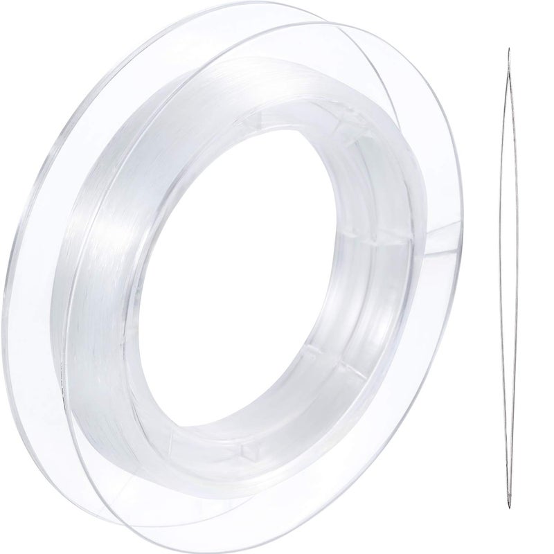 Tatuo خيط نايلون شفاف غير مرئي بطول 200 م من تاتيو لتعليق زينة عيد الميلاد، صنع الأساور، هواية الخياطة، خيط خرز شفاف مع إبرة خرز (0.25 مم) - Image 1