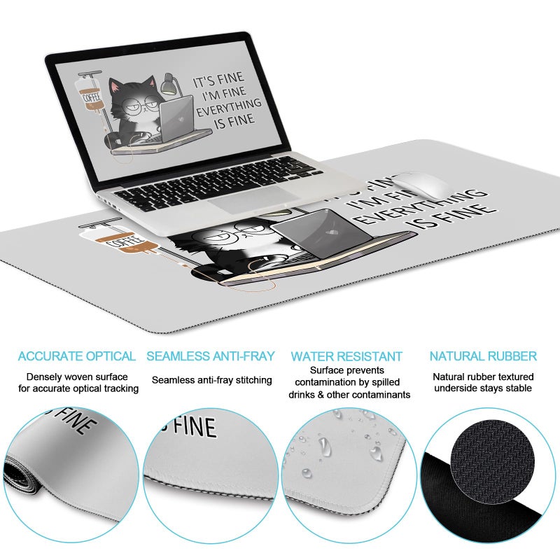 LIMKRIAN Cat Ergonomic Mouse Pad with Wrist Rest Desk Mat Sets Accessories, Cute Mouse Pads for Desk, Gaming Mouse Pad Wrist Support, Keyboard Mat Wrist Rest Cup Coaster Funny Office Desk Accessories - Image 4