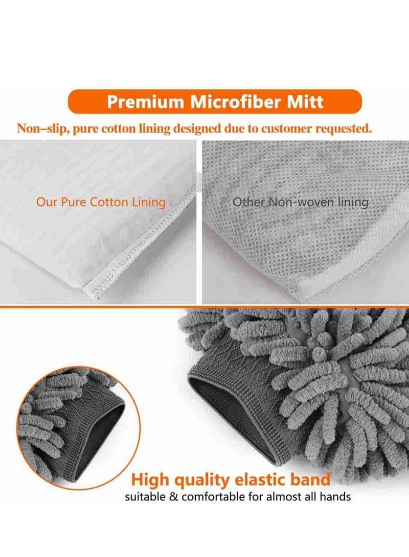 SYOSI 2 Pack Car Wash Mitt Scratch-Free Chenille Microfiber Double Sided Washing Mitts Dual Sided Cleaning Gloves for Dirt  Bugs Sponge Cloths for Cars Home Furniture Trucks Boats  - Image 3