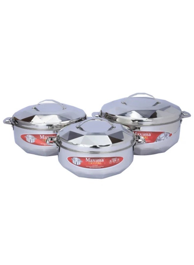 Maxima Steel food container set, 3 pieces, 2.5 / 3.5 / 5 liters - silver - Image 1
