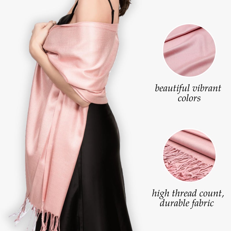 Achillea Soft Silky Pashmina Scarf for Women - Shawl Wrap for Evening Dresses, Bridesmaids, Weddings & Everyday Wear (Baby Pink) - Image 4