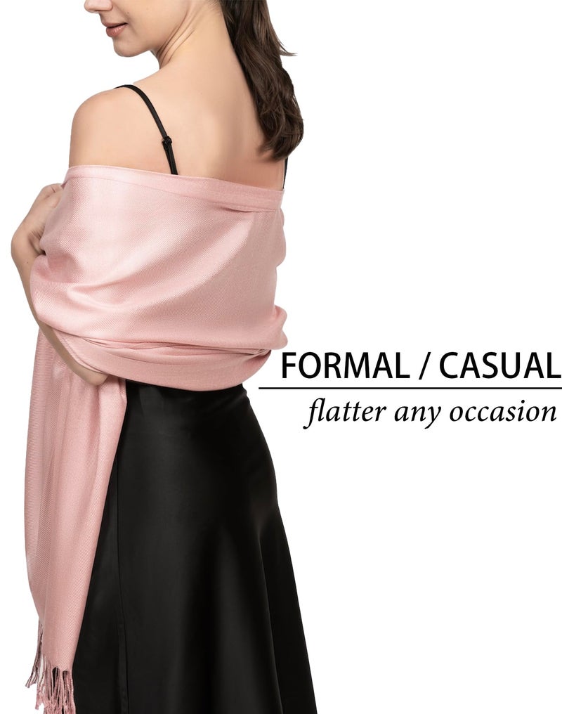 Achillea Soft Silky Pashmina Scarf for Women - Shawl Wrap for Evening Dresses, Bridesmaids, Weddings & Everyday Wear (Baby Pink) - Image 2