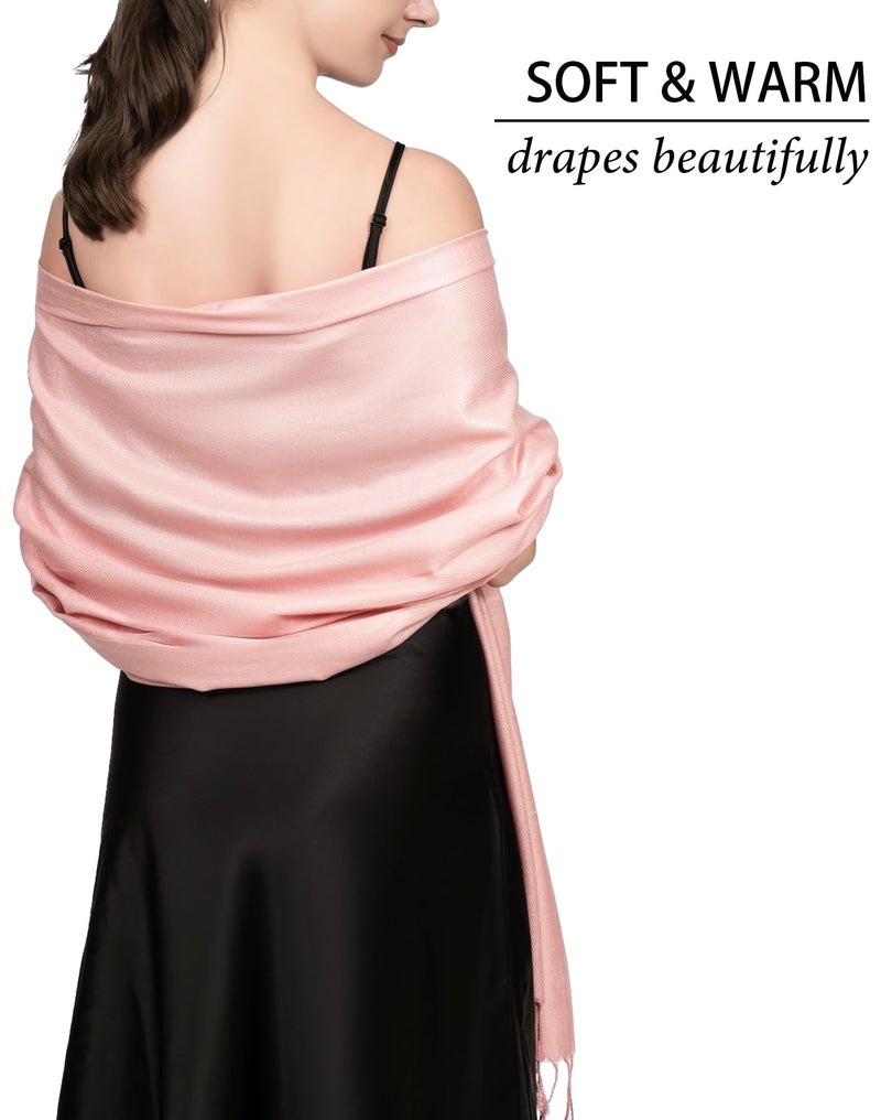 Achillea Soft Silky Pashmina Scarf for Women - Shawl Wrap for Evening Dresses, Bridesmaids, Weddings & Everyday Wear (Baby Pink) - Image 3