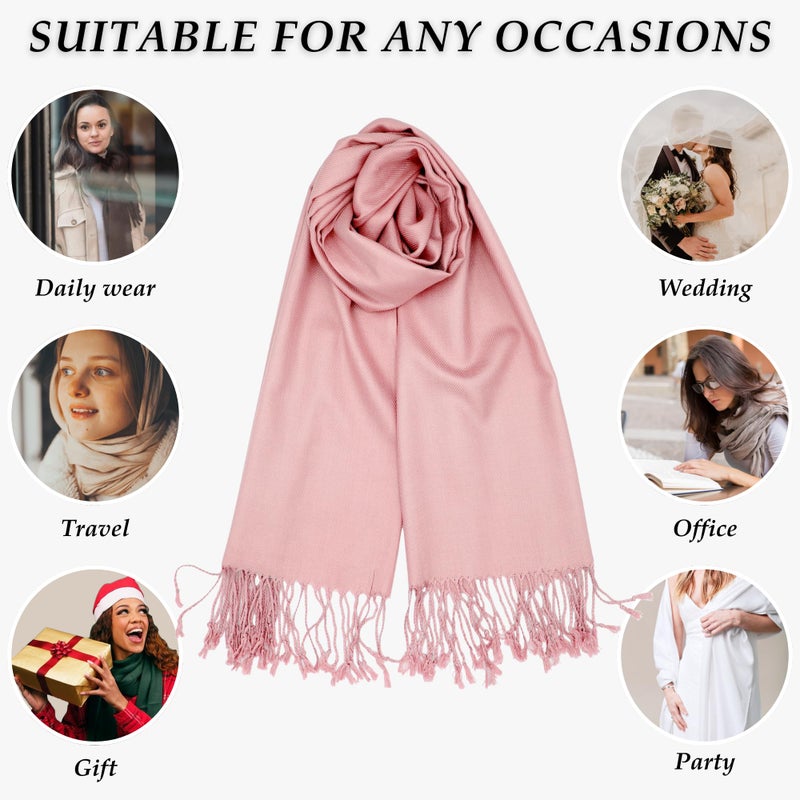 Achillea Soft Silky Pashmina Scarf for Women - Shawl Wrap for Evening Dresses, Bridesmaids, Weddings & Everyday Wear (Baby Pink) - Image 5