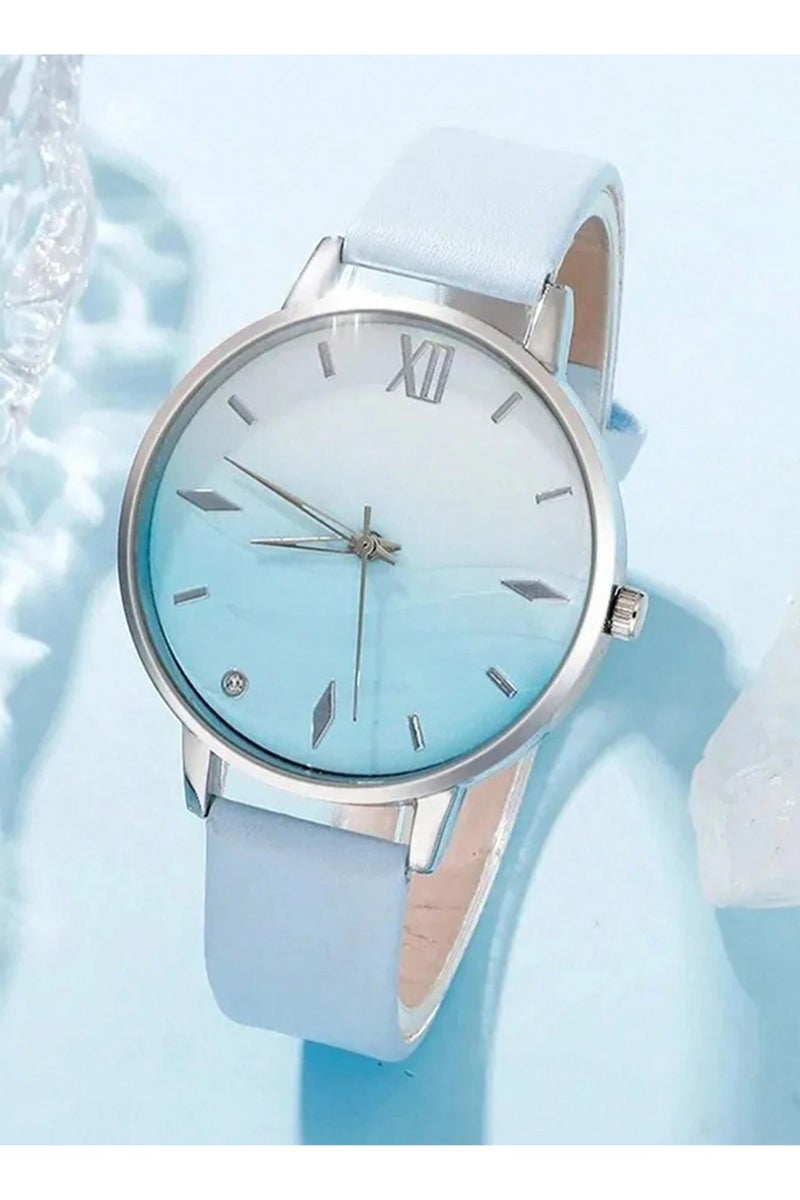 Elegant Women's Accessory Set – 5 Pieces Including a Silver Watch, Bracelet, Necklace, Earrings, and Ring – Adorned with Blue Gemstones and Delicate Heart Designs – Rust-Resistant – Ideal Gift for Loved Ones, Graduation, Birthdays, and All Special Occasions – Box Not Included. - Image 2