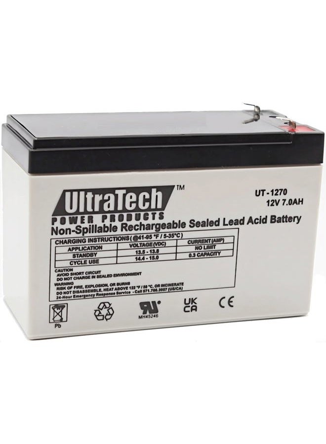 UltraTech UT1270 12V 7 Ah Sealed Lead Acid Alarm Battery UT-1270 - Image 2