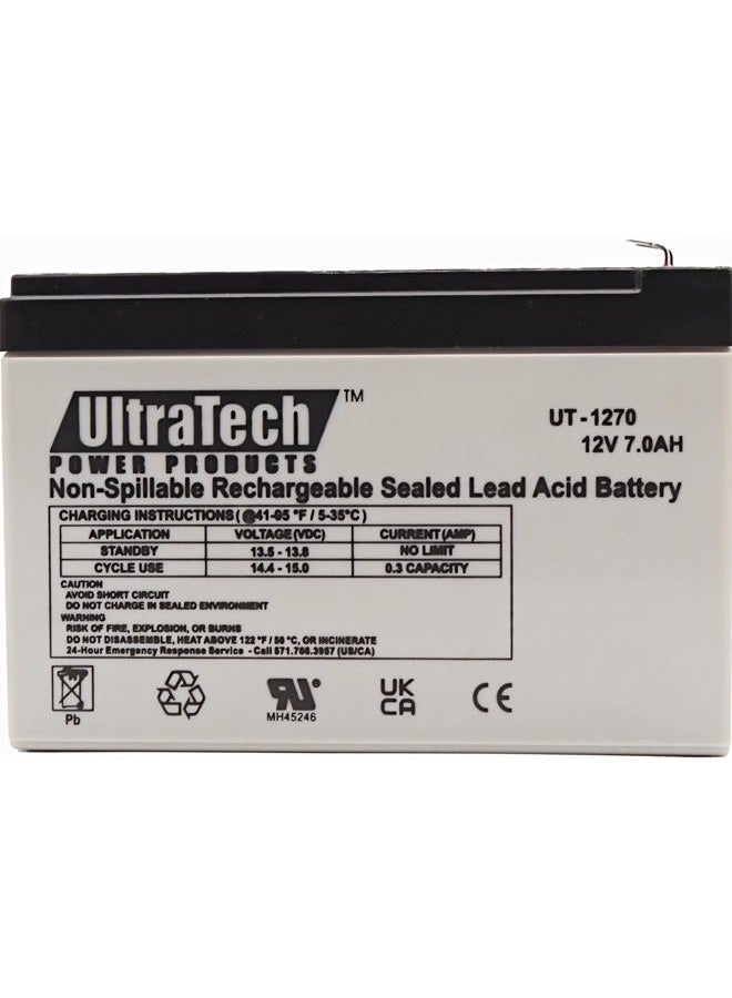 UltraTech UT1270 12V 7 Ah Sealed Lead Acid Alarm Battery UT-1270 - Image 3