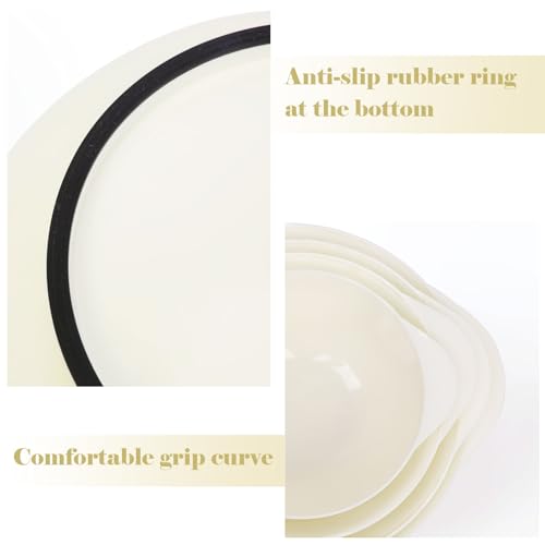 BoxedHome 4 Quart Large Plastic Mixing Bowls, Microwave Safe Mixing Bowl Set with Pour Spout, Nesting Bowls for Space Saving Storage(Beige) - Image 4
