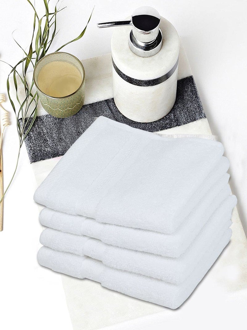 BIANCA Ultra Soft Zero Twist 100% Cotton Towel -4pc Face Towel (Paradiso) | Super Absorbent, Fluffy | AeroCore Organic Technology - for Men, Women, Gym, Kitchen Solid-White - Image 4