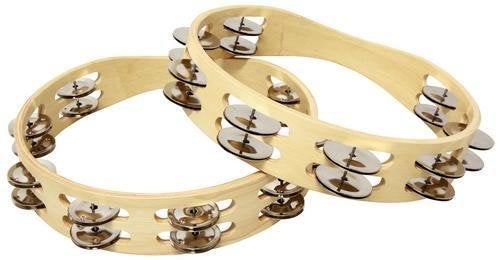 Tycoon Percussion Tycoon Single Row Wooden Tambourine with Dark Steel Jingles - Image 2