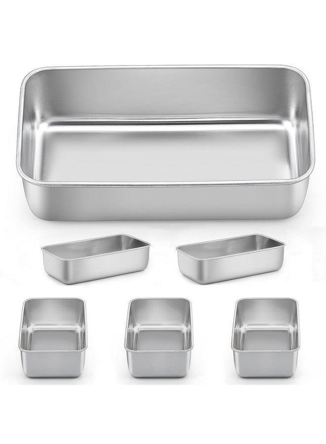 LIANYU 6 Pack Bread Loaf Pans for Baking 9x5, Stainless Steel Meat Bread Baking Pans, Loaf Tin for Homemade Banana Sandwich Sourdough - Image 1