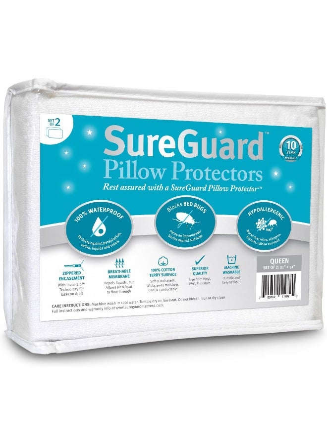 SureGuard Mattress Protectors Set of 2 Queen Size Pillow  - Image 1