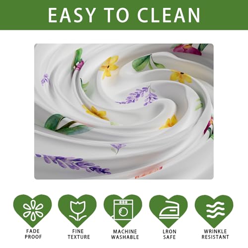 XCHI Tulips Gnomes Flowers Spring Tablecloth Rectangle Summer Table Cloth Washable Table Covers for Indoor Dining Home Party Decorations 60x84 Inch - Image 4