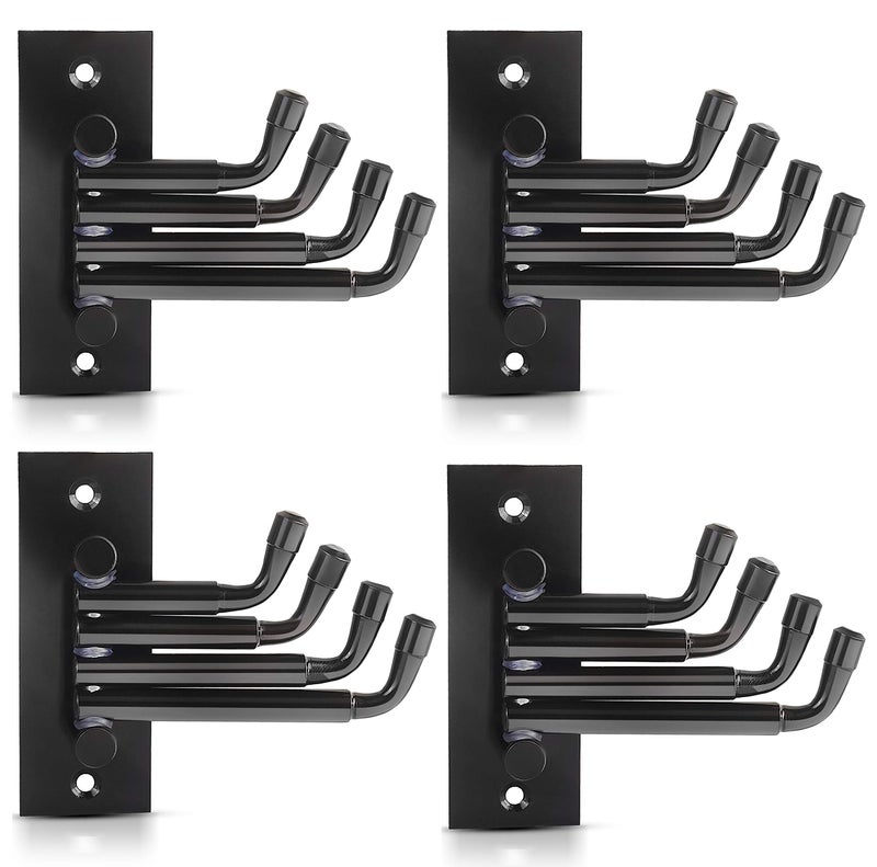 DOCOSS -Pack of 4- Stainless Steel Flexible 4 Pin Bathroom Hooks Cloth Hanger Wall Hook Door Robe Hooks for Hanging Keys,Clothes,Towel Steel Hook(Black) - Image 1