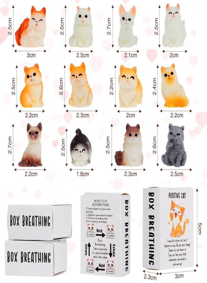 Cinnvoice 12 Sets Positive Cat Gifts Mini Resin Figurines with Boxes Cat Lover Gifts for Women Coworker Employee Staff Friends Office Appreciation Decor Cute Miniature Ornaments - Image 2