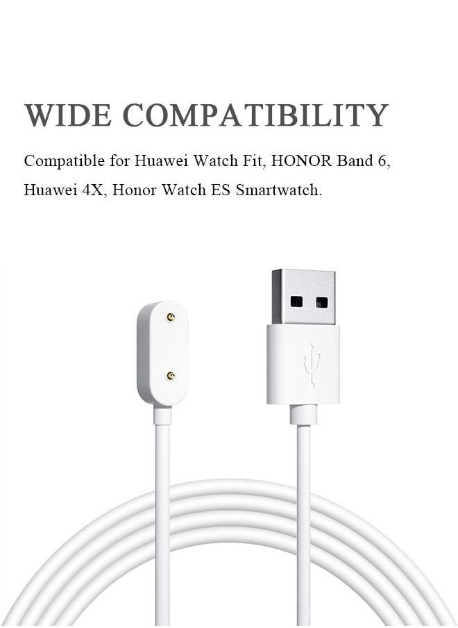 ماركة غير محددة شاحن متوافق مع Huawei Watch Fit Honor Band 6 ، كابل شحن شاحن USB بديل للساعة الذكية 100 سم ، شاحن مغناطيسي (أبيض)  - Image 3