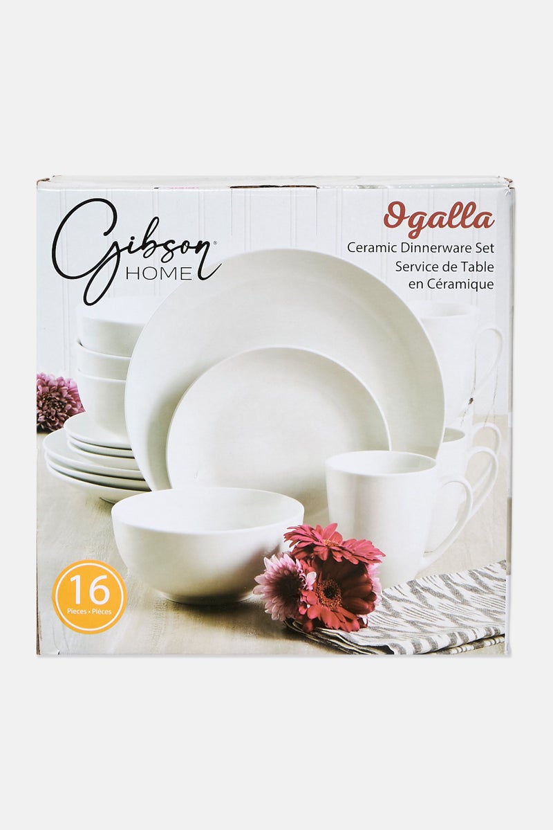 Gibson Home 16 Pieces Ogalla Ceramic Dinnerware Set, White - Image 2