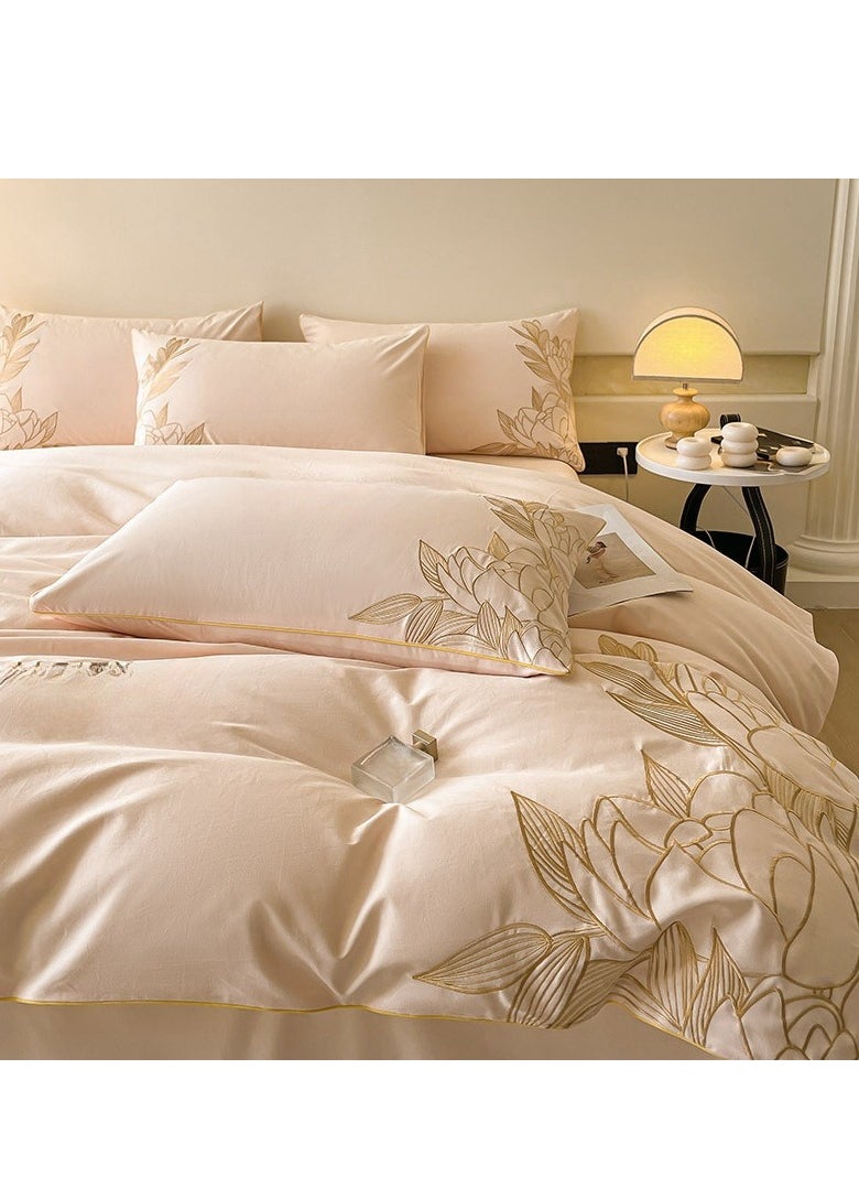Generic Bed Sheet Style —  French High-End  Pure Cotton Embroidered Bedding Four Piece Set  - Image 1