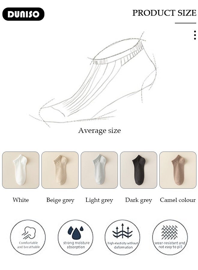 DUNISO 5 أزواج من الجوارب الملونة للرجال والنساء، جوارب قطنية ماصة للعرق ومضادة للرائحة، جوارب رياضية قابلة للتنفس، خفيفة الوزن ومريحة لفصل الربيع والصيف والخريف، مجموعة متنوعة من الألوان للملابس الكاجوال في العمل. - Image 2