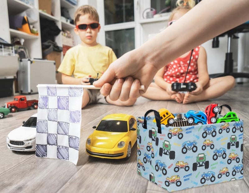 DDBASKET Rectangular Monster Truck Baskets Kids Gift Bins Empty Baby Basket for Boys Toy Storage Basket Organizer Bin Box Room Decor for Home(Monster Truck) - Image 3