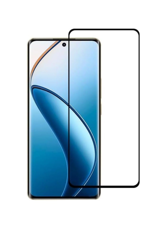 Realme 12 Pro Plus Screen Protector, Bubble Free, Anti-Scratch, Anti-Fingerprint, 9H Hardness 3D Curved Edge Tempered Glass Screen Protector for Realme 12 Pro Plus Black