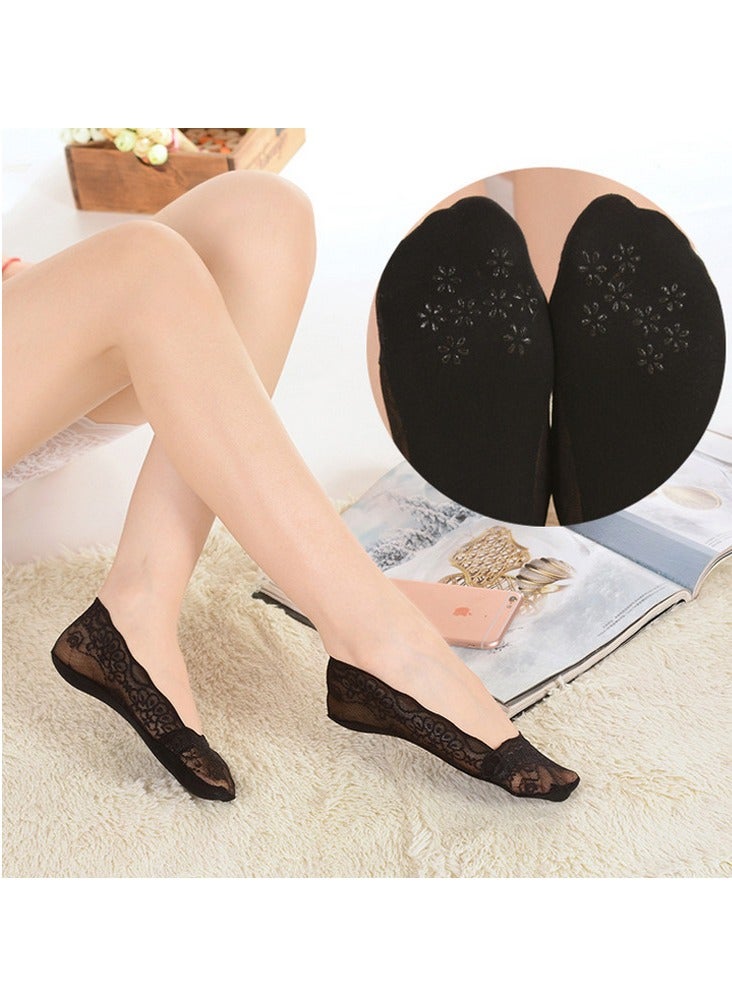 5 Pairs Womens Lace No Show Socks Casual Non-Slip Low Cut Invisible Socks Liner Boat Socks - Image 5