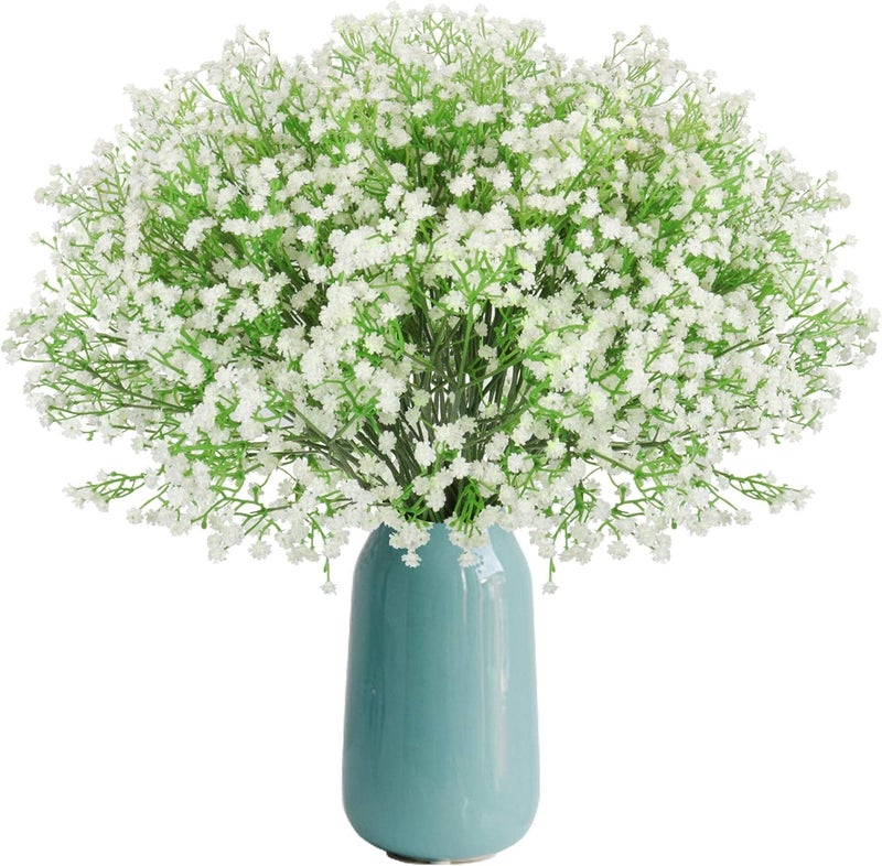 Beferr 12 Pcs Artificial Gypsophila Flowers Faux Baby Breath Bouquet Real Touch Flowers for Home Wedding Party Office Decoration DIY Wreath Arrangement White