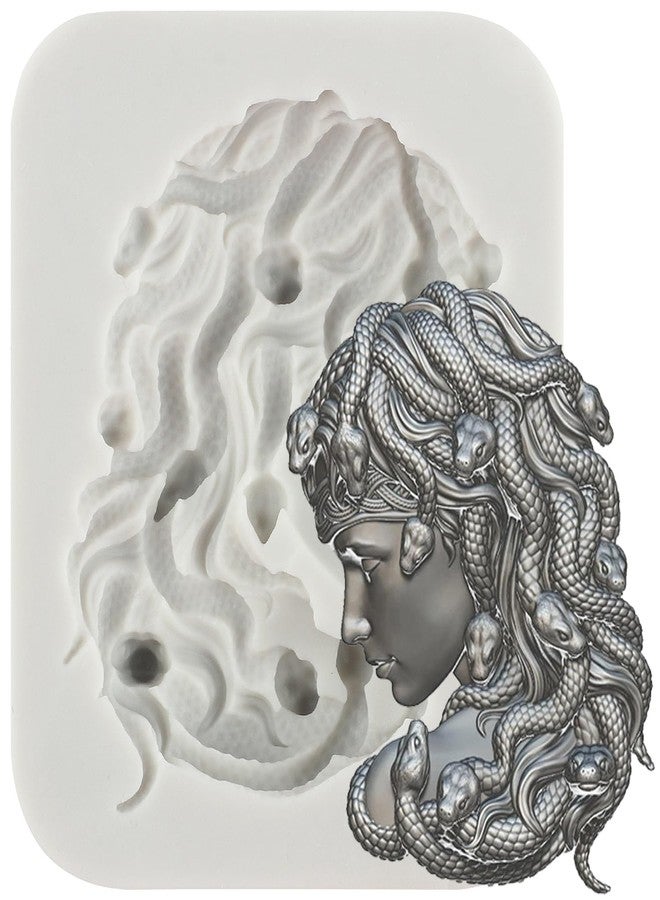 MINFEIDMS Medusa Fondant Molds Ancient Greek Head Goddess Medusa Cake Decorating Silicone Mold For Cupcake Topper Cake Decoration Candy Gum Paste Chocolate Polymer Clay - Image 1