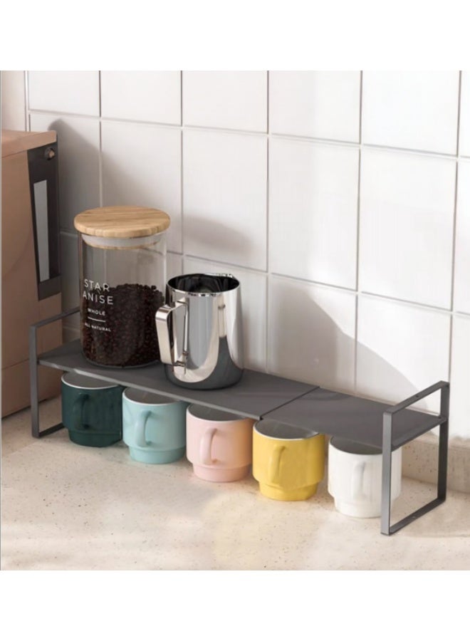 Smart Storage Adjustable Expandable Cabinet Shelf Organizer | Carbon Steel Kitchen Storage Rack - Image 1