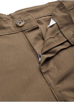 Hubberholme Men's Khaki 100% Cotton Solid Full Length Cargo Regular Fit Trouser  - Image 4