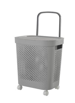 Cady One Lightweight Portable Plastic Laundry Storage Basket Spacious Durable Breathable with Lid and Handles - Perfect for Home Laundry, Clothes Storage and Bathroom Organization Use  - Image 1