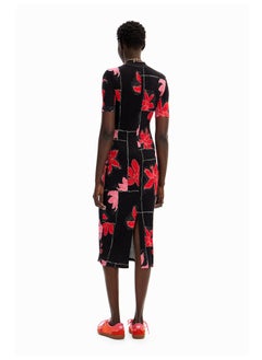 DESIGUAL Ribbed floral midi dress  - Image 5