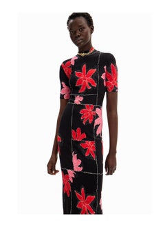 DESIGUAL Ribbed floral midi dress  - Image 4