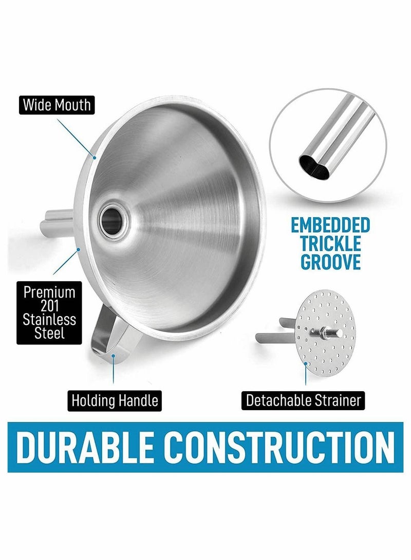 Y&D Kitchen Funnel, Stainless Steel Food Grade Metal Funnel with Removable Filter Rustproof for Filtering or Transferring Liquids Dry Ingredients (5 Inch) - Image 2
